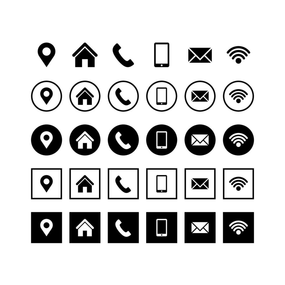 set of black web corporate business card icons design vector