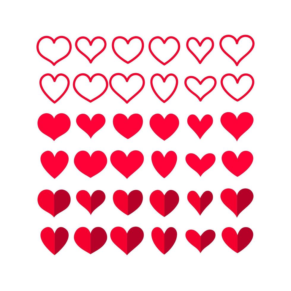 set of different heart shapes illustration vector