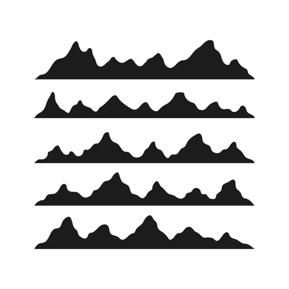 set of black mountain silhouette illustration vector