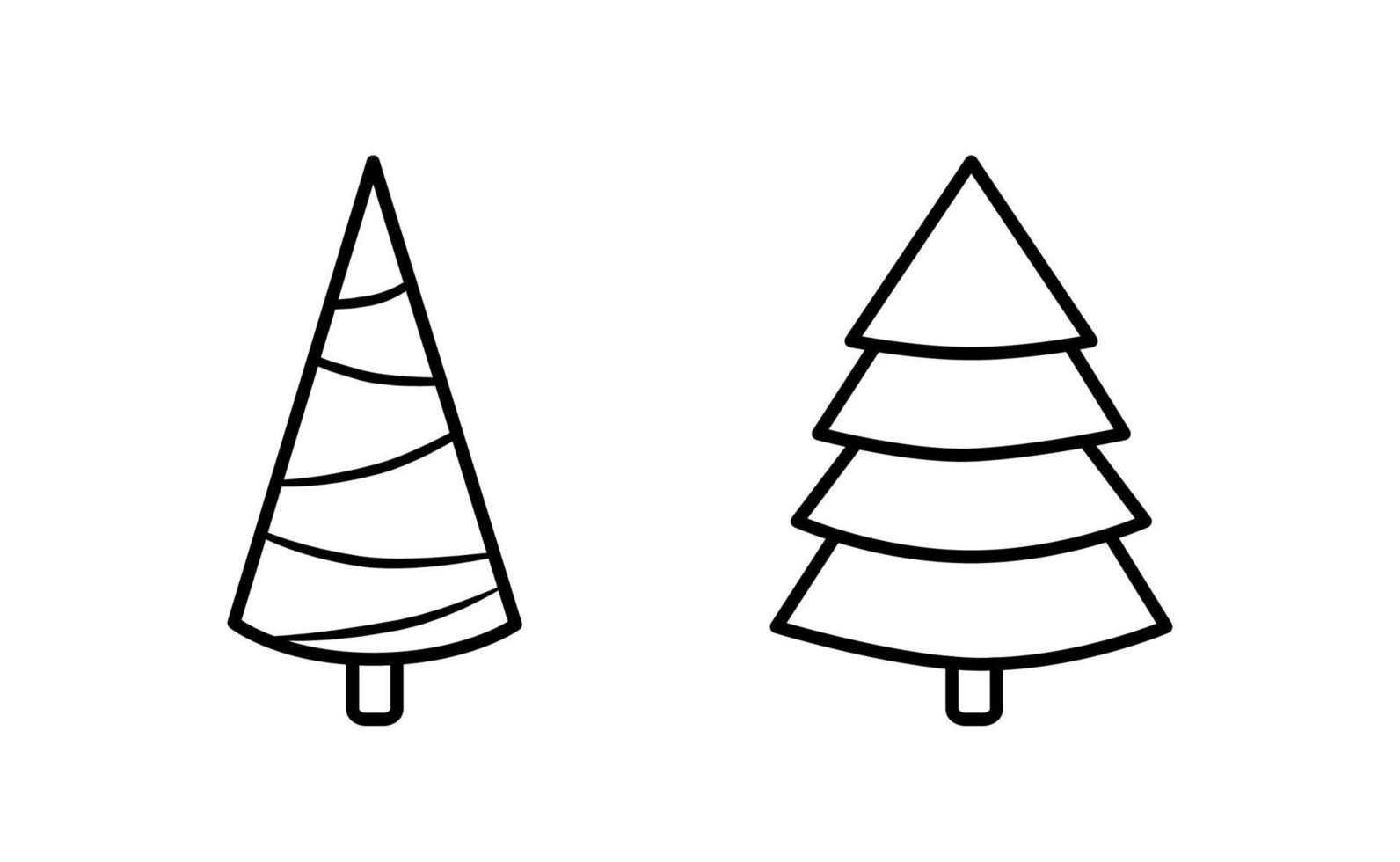 Fir tree black line icon set. Pine illustration vector