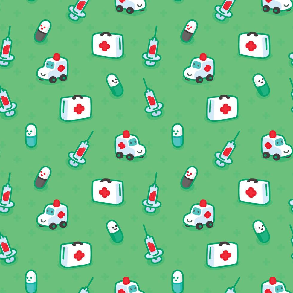 Medicine and first aid seamless pattern Gift Wrap wallpaper background vector