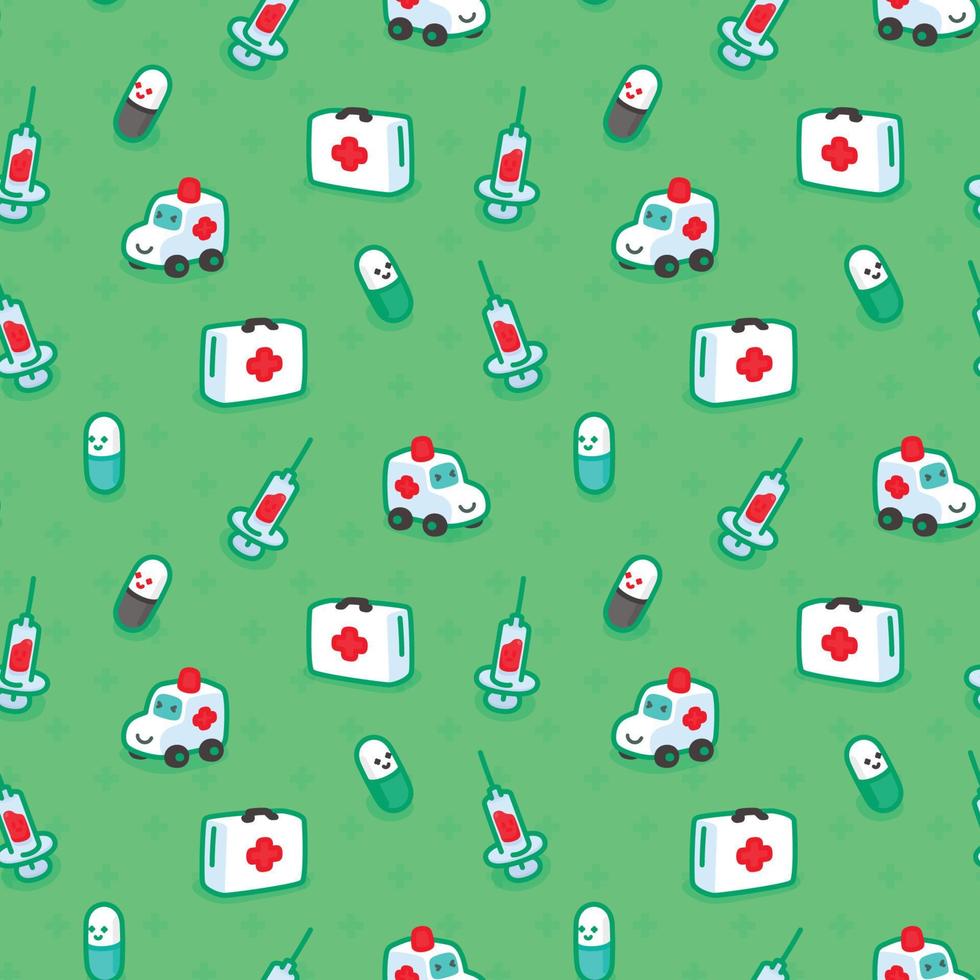 Medicine and first aid seamless pattern Gift Wrap wallpaper background vector