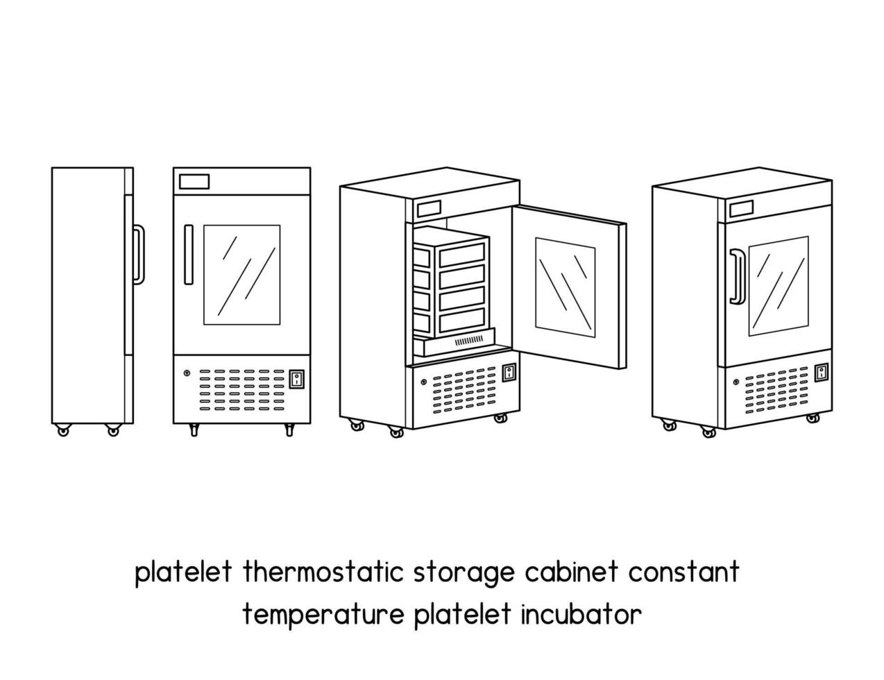 medical laboratory platelet thermostatic storage Cabinet high quality Constant temperature platelet incubator diagram for experiment setup lab outline vector illustration