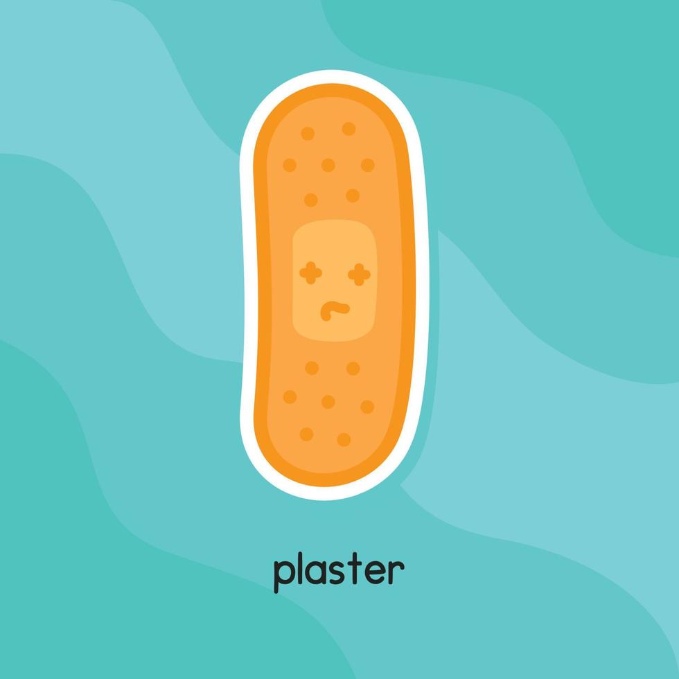 yellow plaster kawaii doodle flat cartoon vector illustration