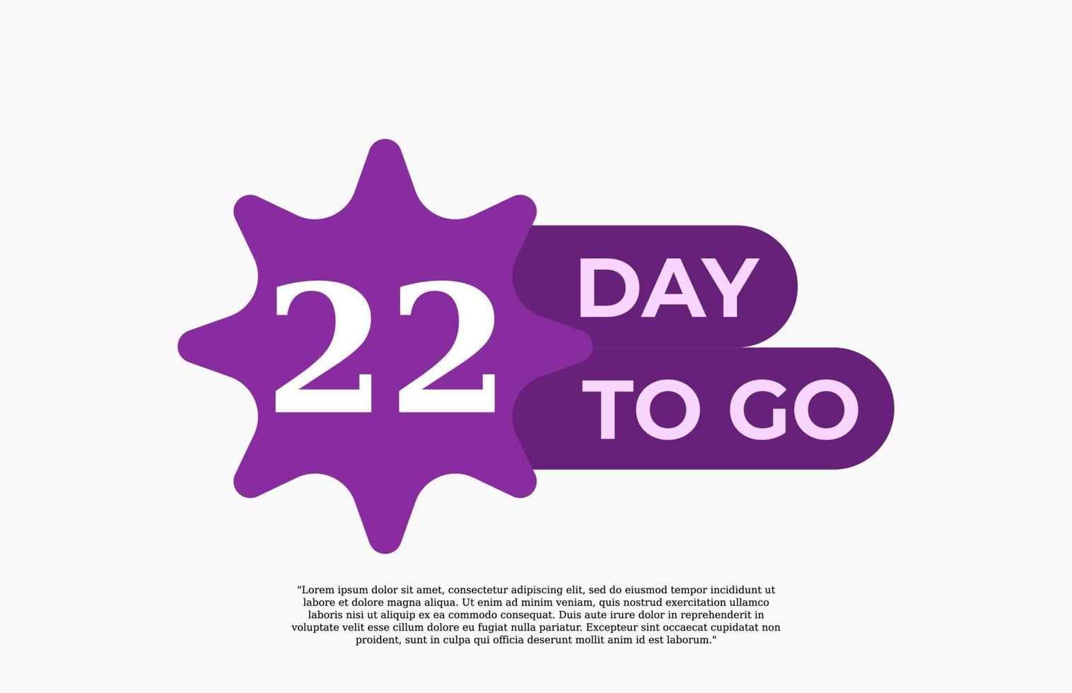 22 días para ir. oferta venta negocio signo vector arte ilustración con fuente fantástica y bonito color blanco púrpura