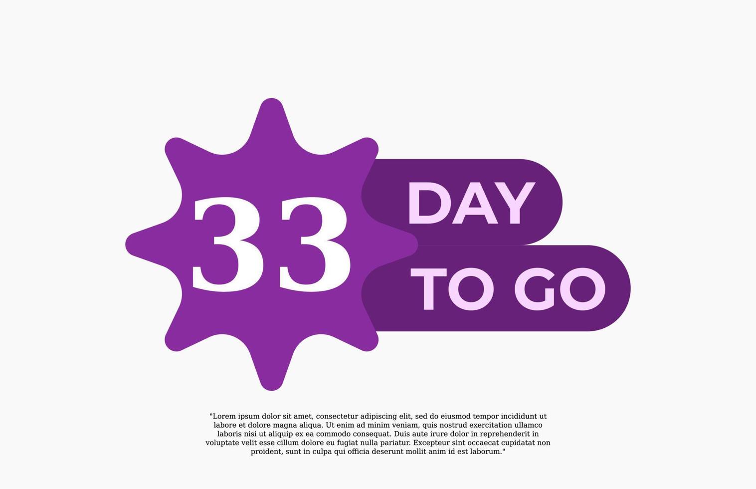 33 día para ir. oferta venta negocio signo vector arte ilustración con fuente fantástica y bonito color blanco púrpura