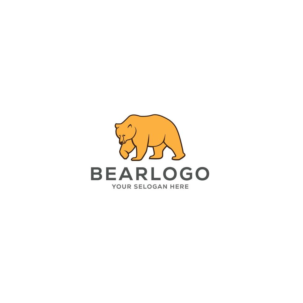 Bear logo template, line art animal, Bear icon vector