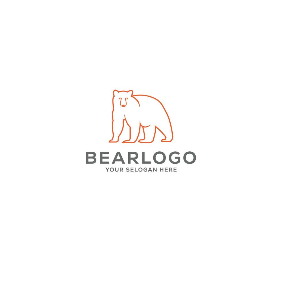 Bear logo template, line art animal, Bear icon vector