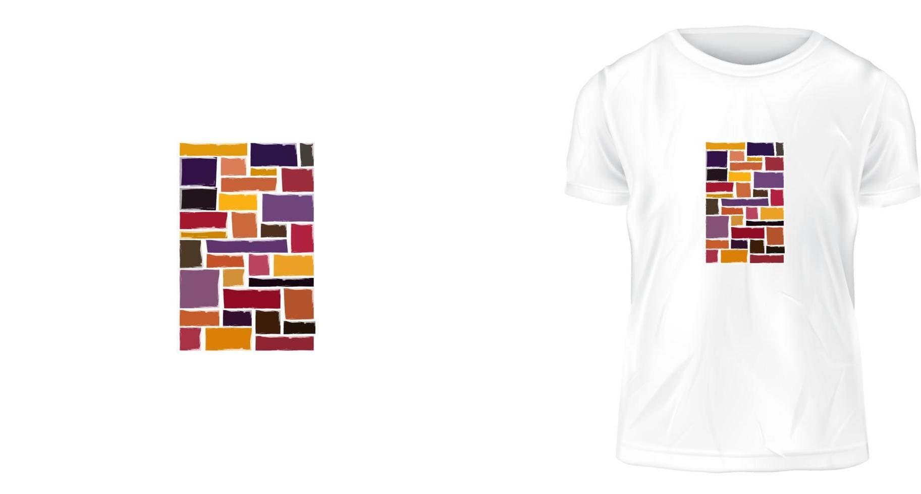 t shirt design concept, multi-color brick vector