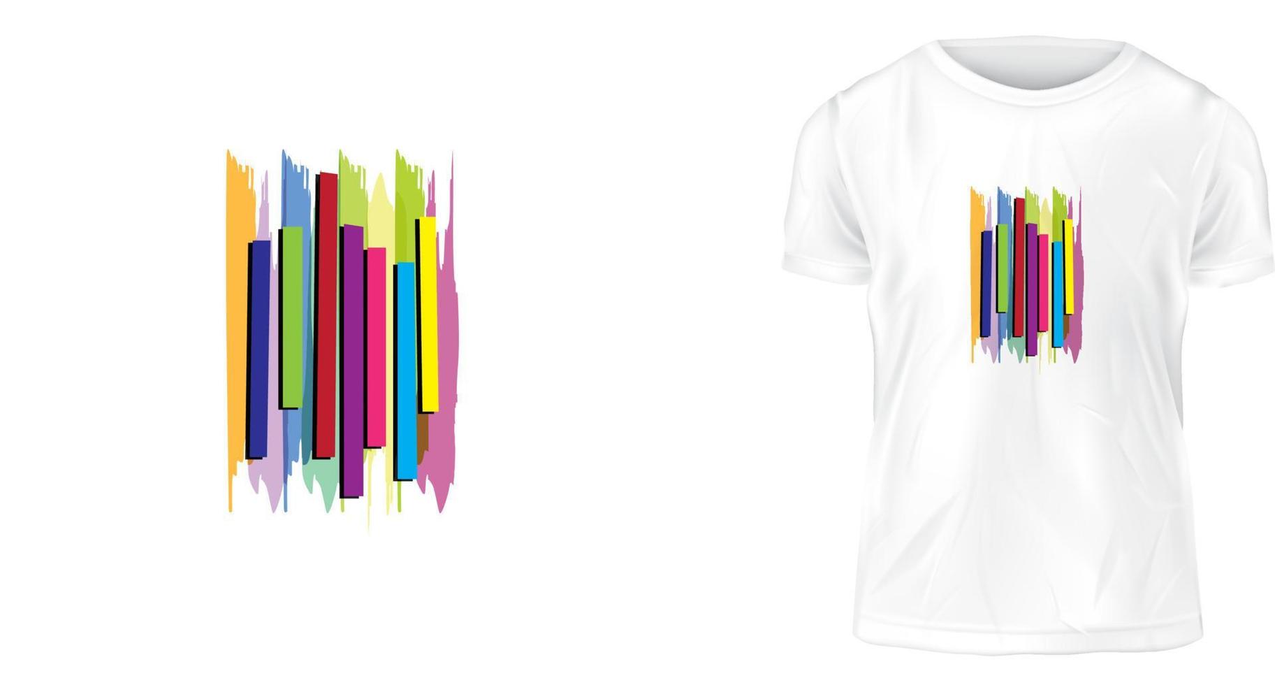 concepto de diseño de camisetas, tira multicolor vector