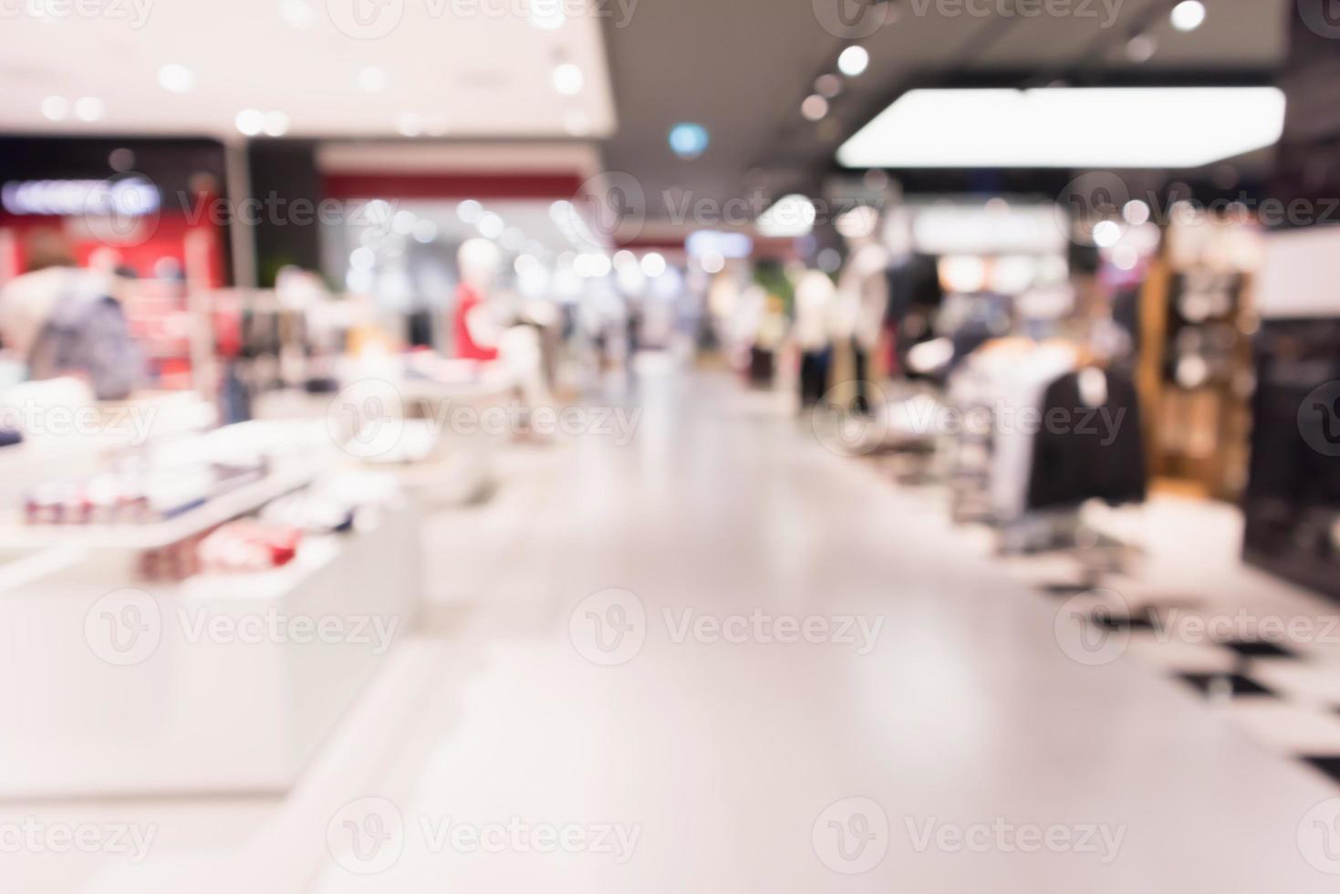 Abstract blur clothing boutique display interior of shopping mall background photo