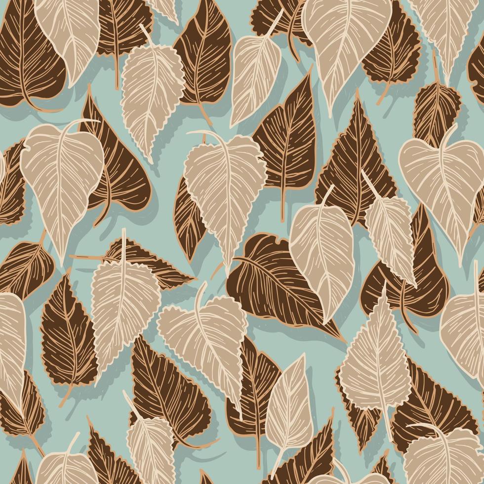 seasonal autumn fallen yellowed leaves vector seamless pattern for fabrics, prints, packaging and cards