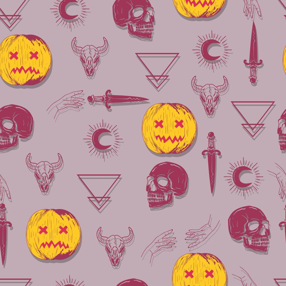 halloween vector seamless pattern witchcraft drawing