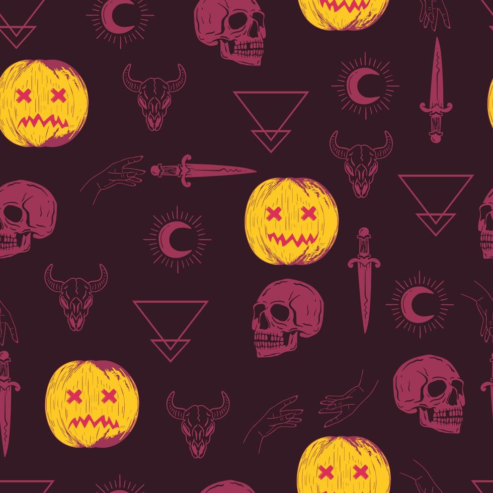 halloween vector seamless pattern witchcraft drawing