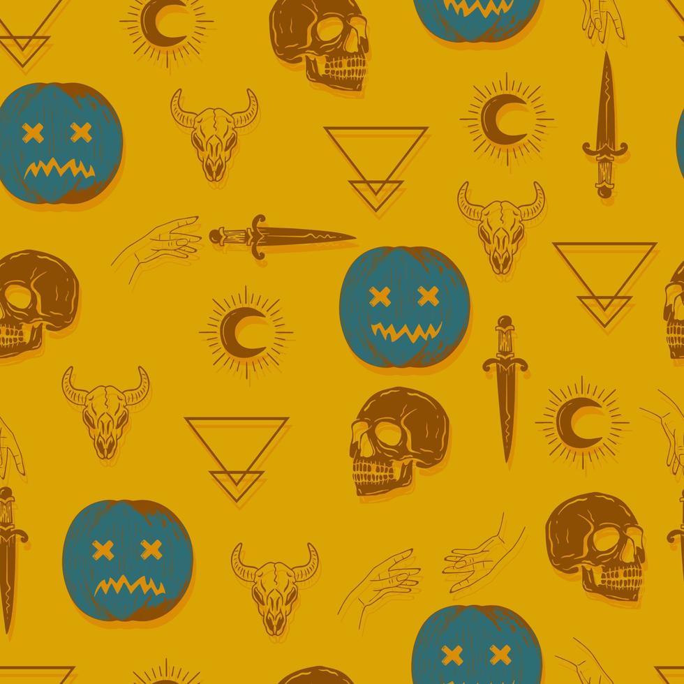 halloween vector seamless pattern witchcraft drawing