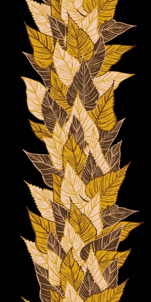 vector seamless ribbon border of seasonal autumn leaves. Fallen yellowed autumn leaves. Design for packaging, fabric, textile, paper, frame.