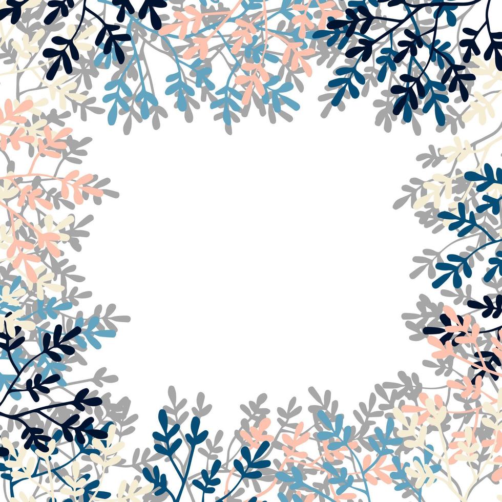 branches with colorful leaves frame vector background
