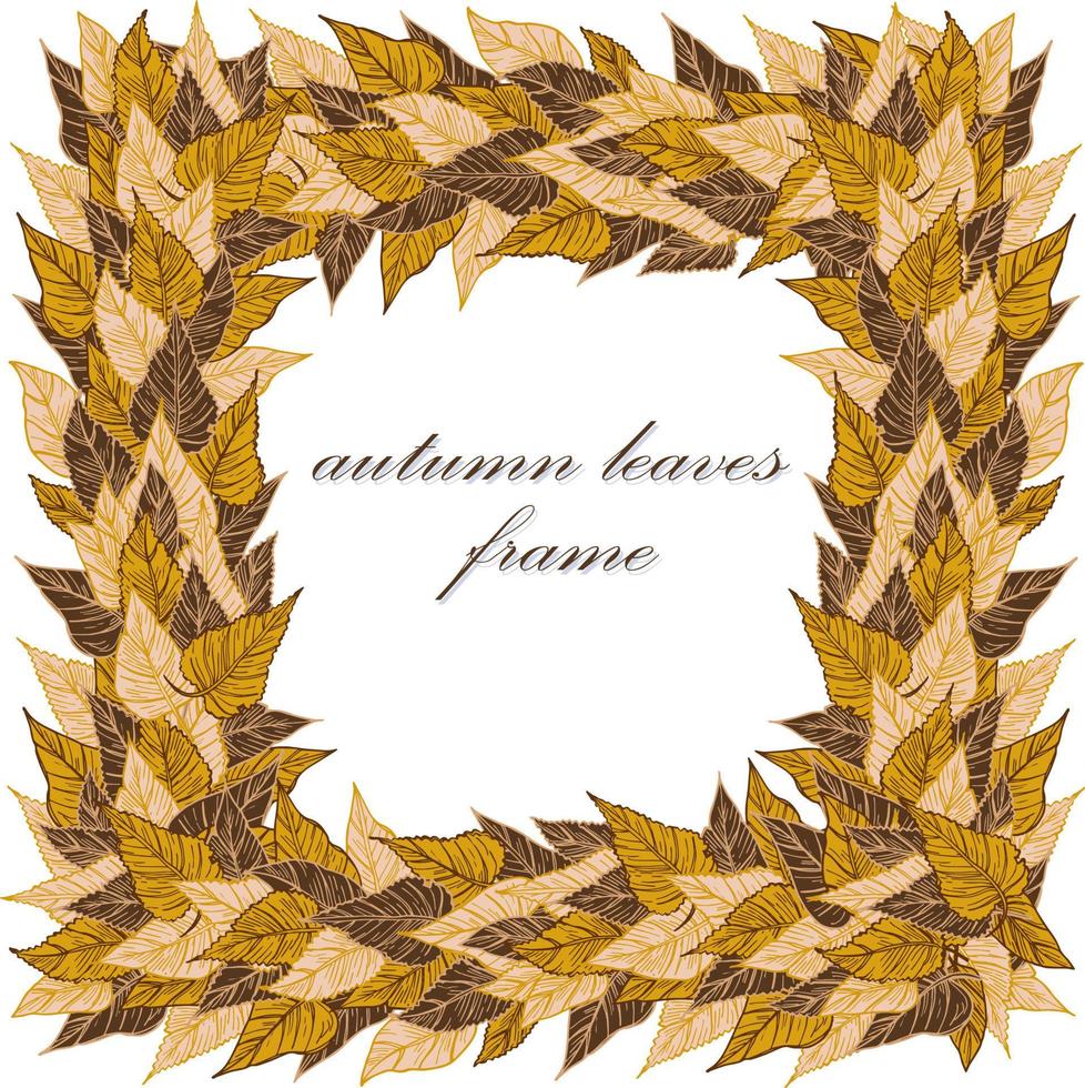 diseño de vector de marco de otoño estacional para tarjetas, carteles o volantes con hojas amarillentas caídas