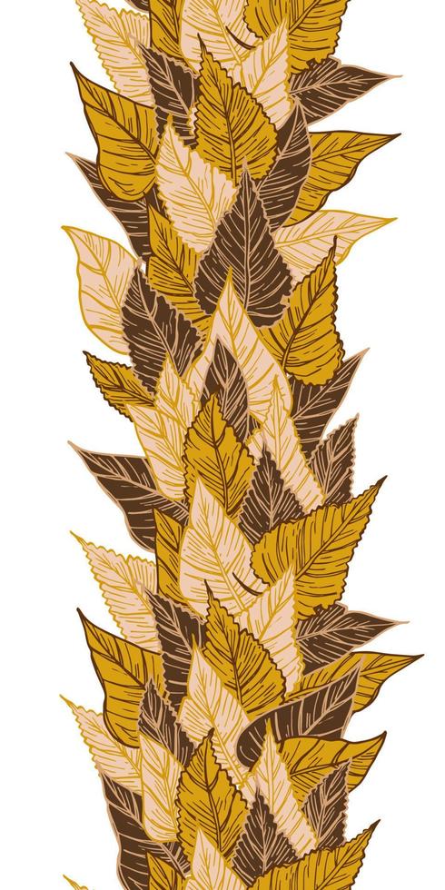 vector seamless ribbon border of seasonal autumn leaves. Fallen yellowed autumn leaves. Design for packaging, fabric, textile, paper, frame.