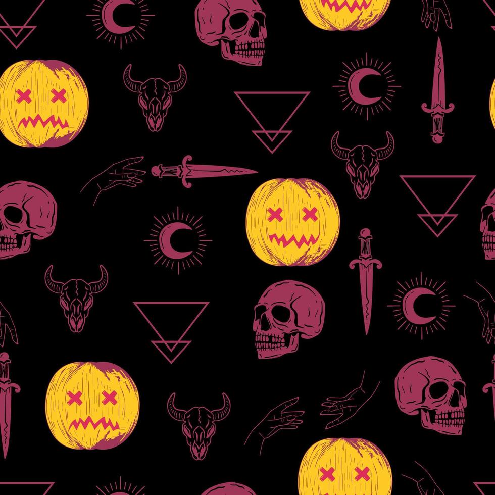 halloween vector seamless pattern witchcraft drawing