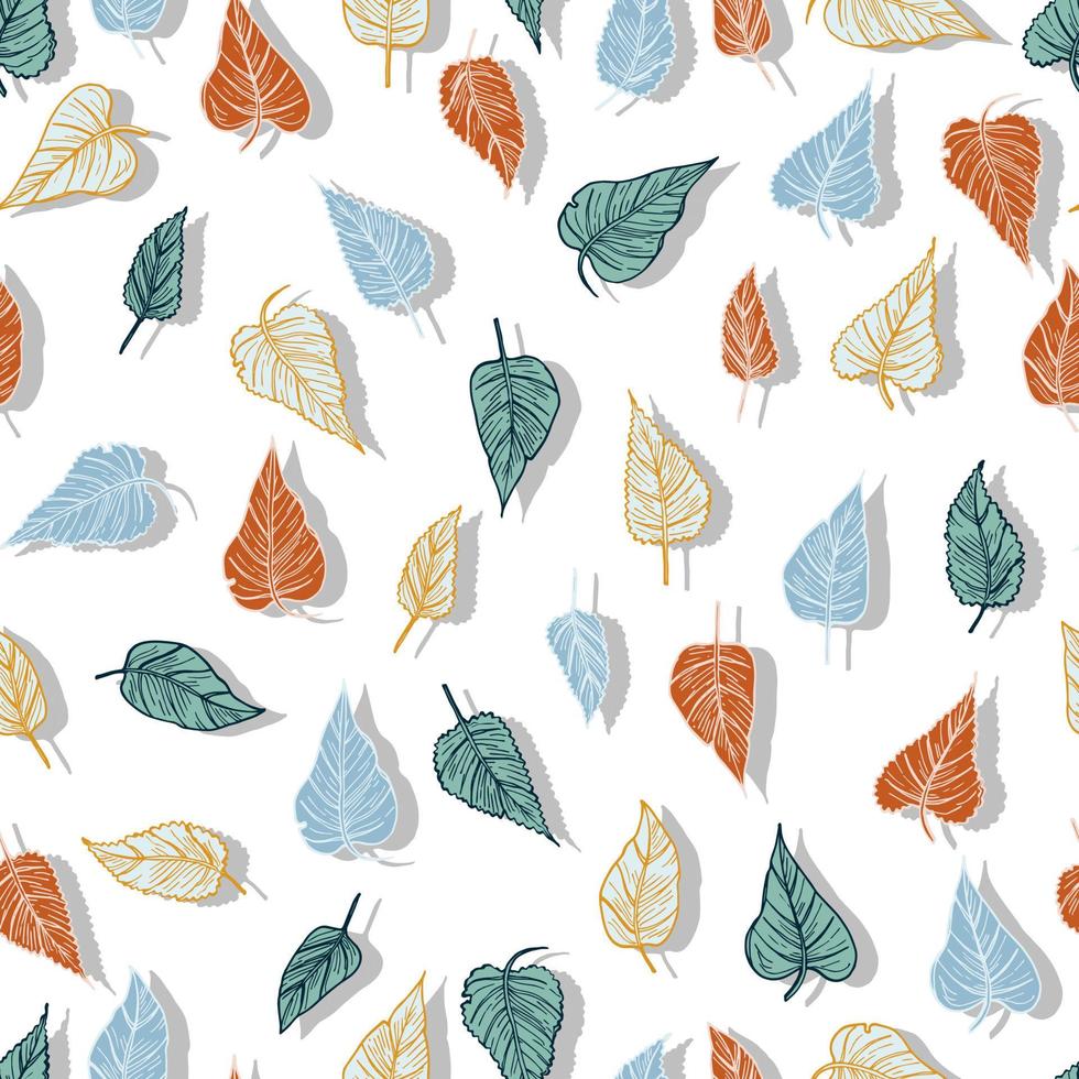 seasonal autumn fallen yellowed leaves vector seamless pattern for fabrics, prints, packaging and cards