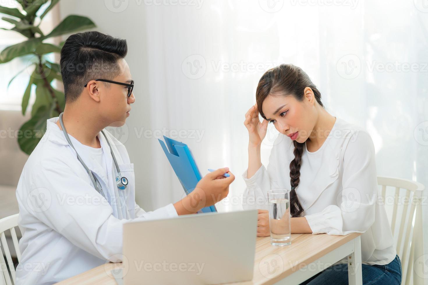 Beautiful woman is asking for advice in female psychologist photo