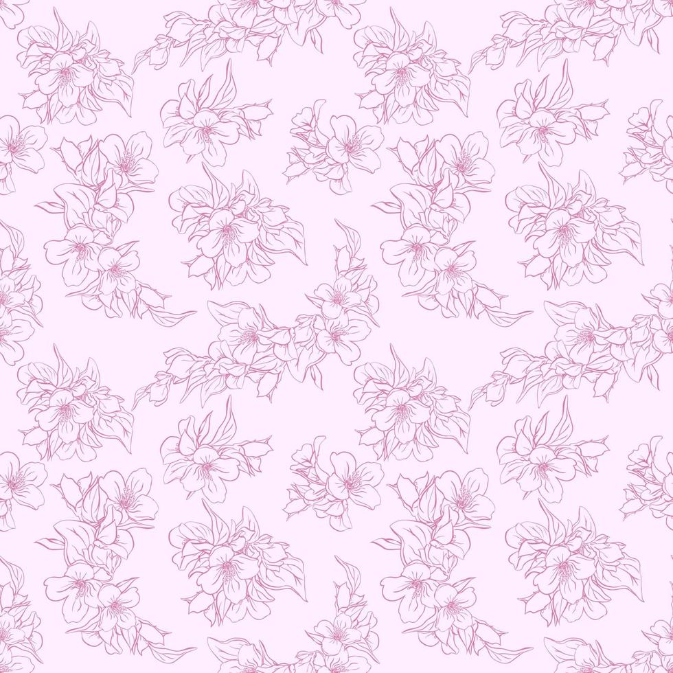Seamless pattern with decorative jasmine flowers. vector