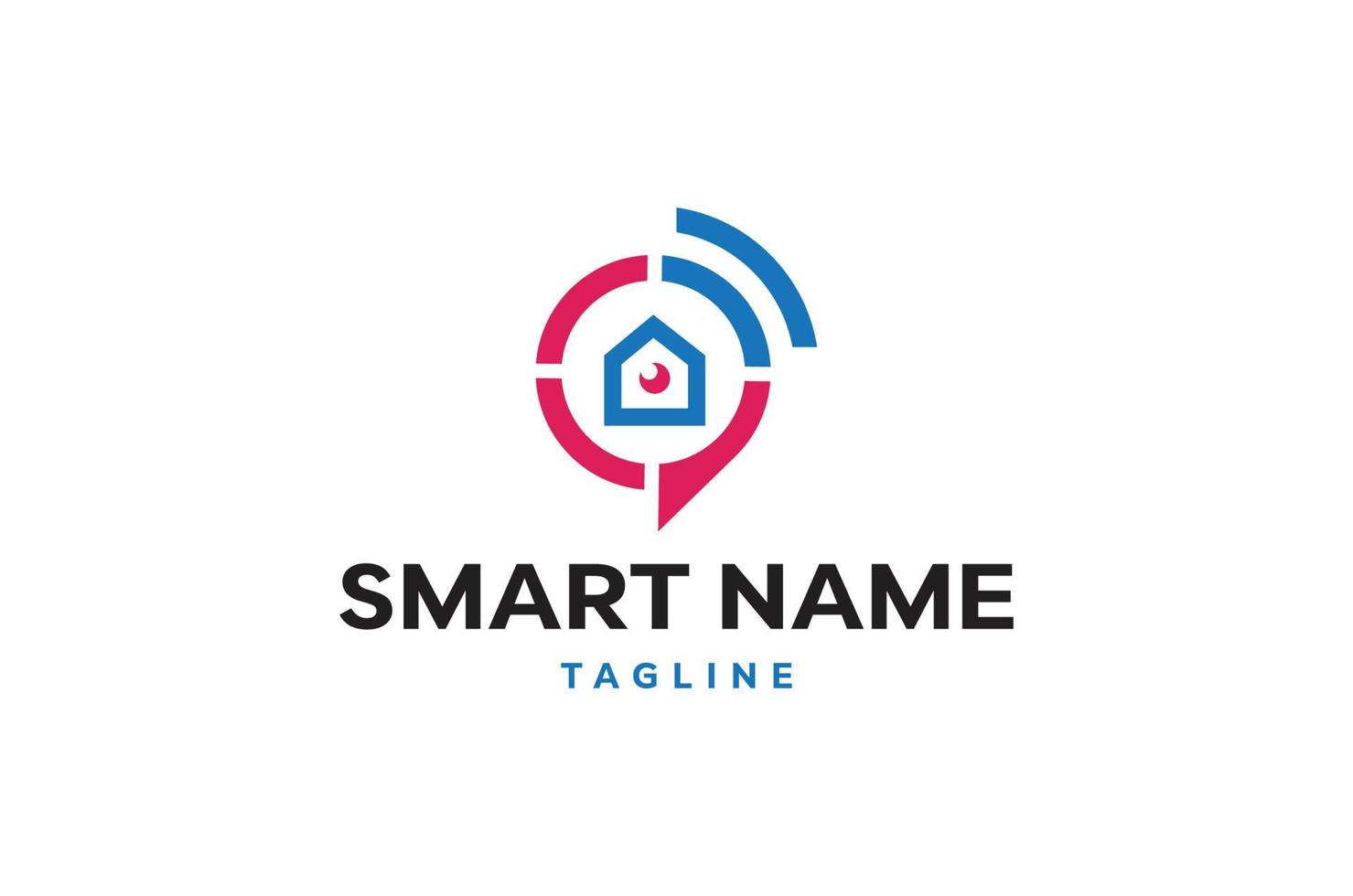 un diseño de logotipo de tecnología de hogar inteligente se puede usar para el servicio de wifi en el hogar o proveedores de servicios de Internet también es adecuado para la seguridad del hogar con control remoto vector