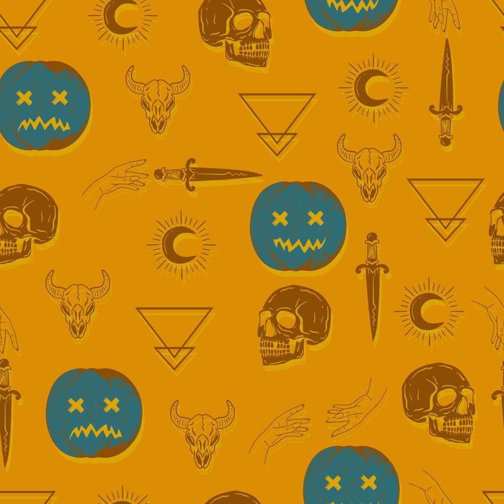 halloween vector seamless pattern witchcraft drawing