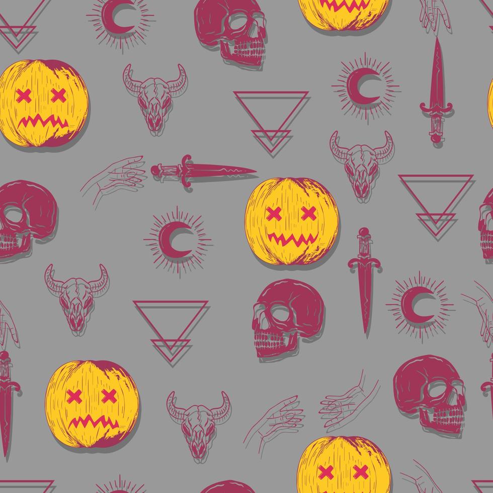 halloween vector seamless pattern witchcraft drawing