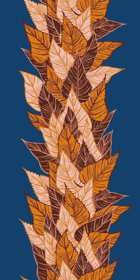 vector seamless ribbon border of seasonal autumn leaves. Fallen yellowed autumn leaves. Design for packaging, fabric, textile, paper, frame.