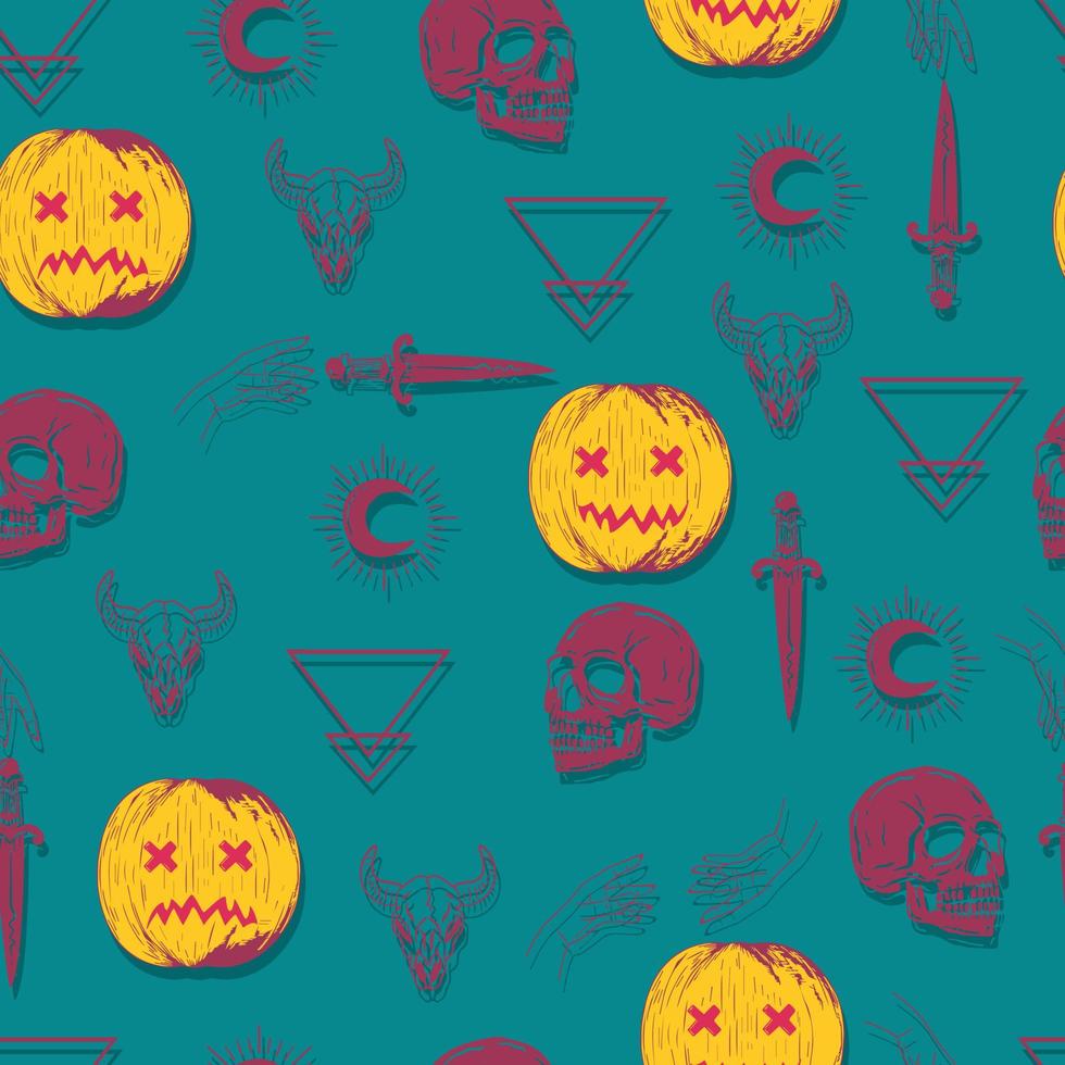 halloween vector seamless pattern witchcraft drawing