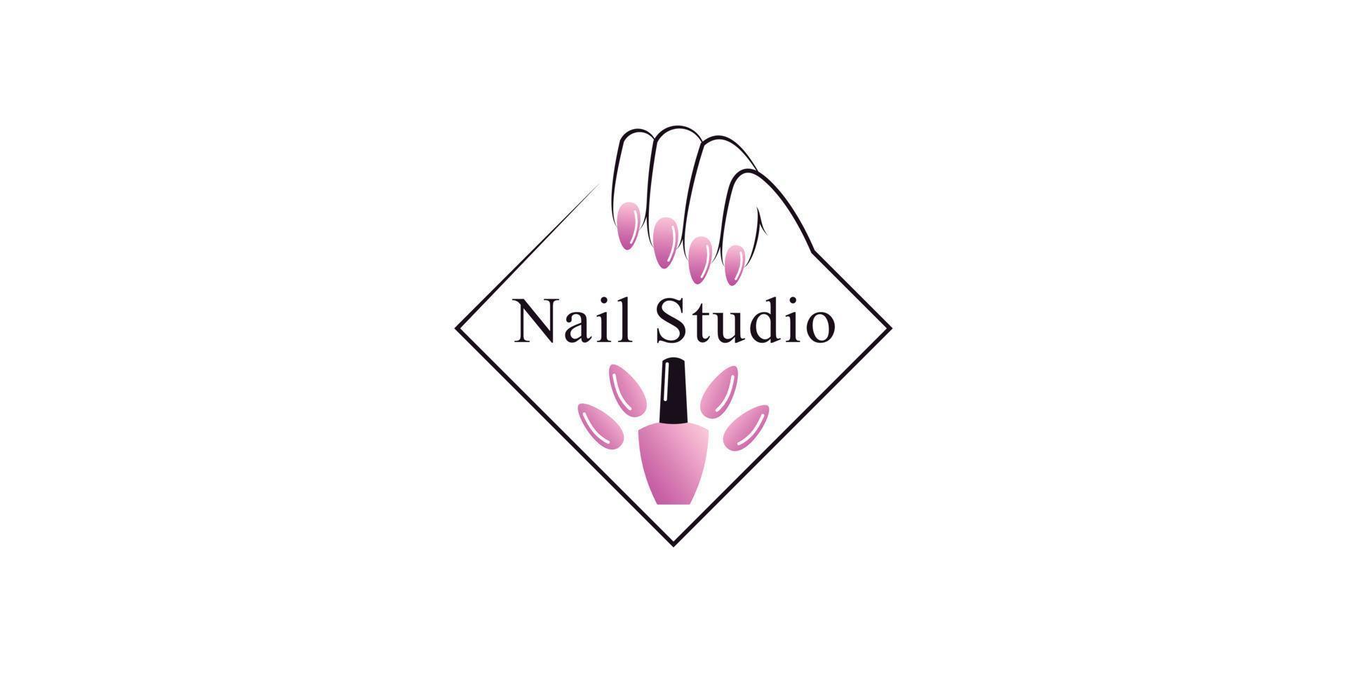 diseño de logotipo de esmalte de uñas o estudio de uñas con elemento creativo y vector premium de concepto único