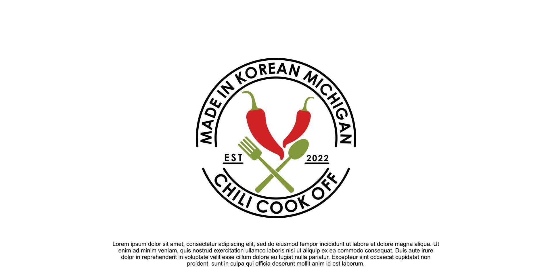 Chili cook logo design unique concept Premium Vector