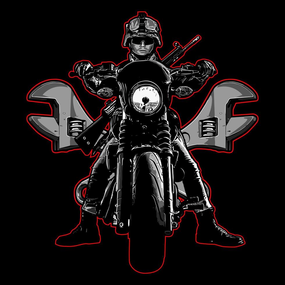 army biker and wrench vector