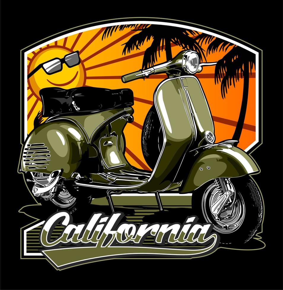 classic scooter on the beach vector