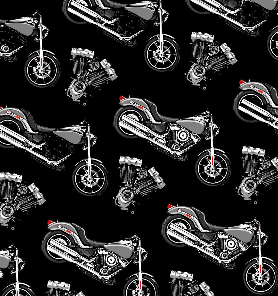 big bike and machine pattern vector