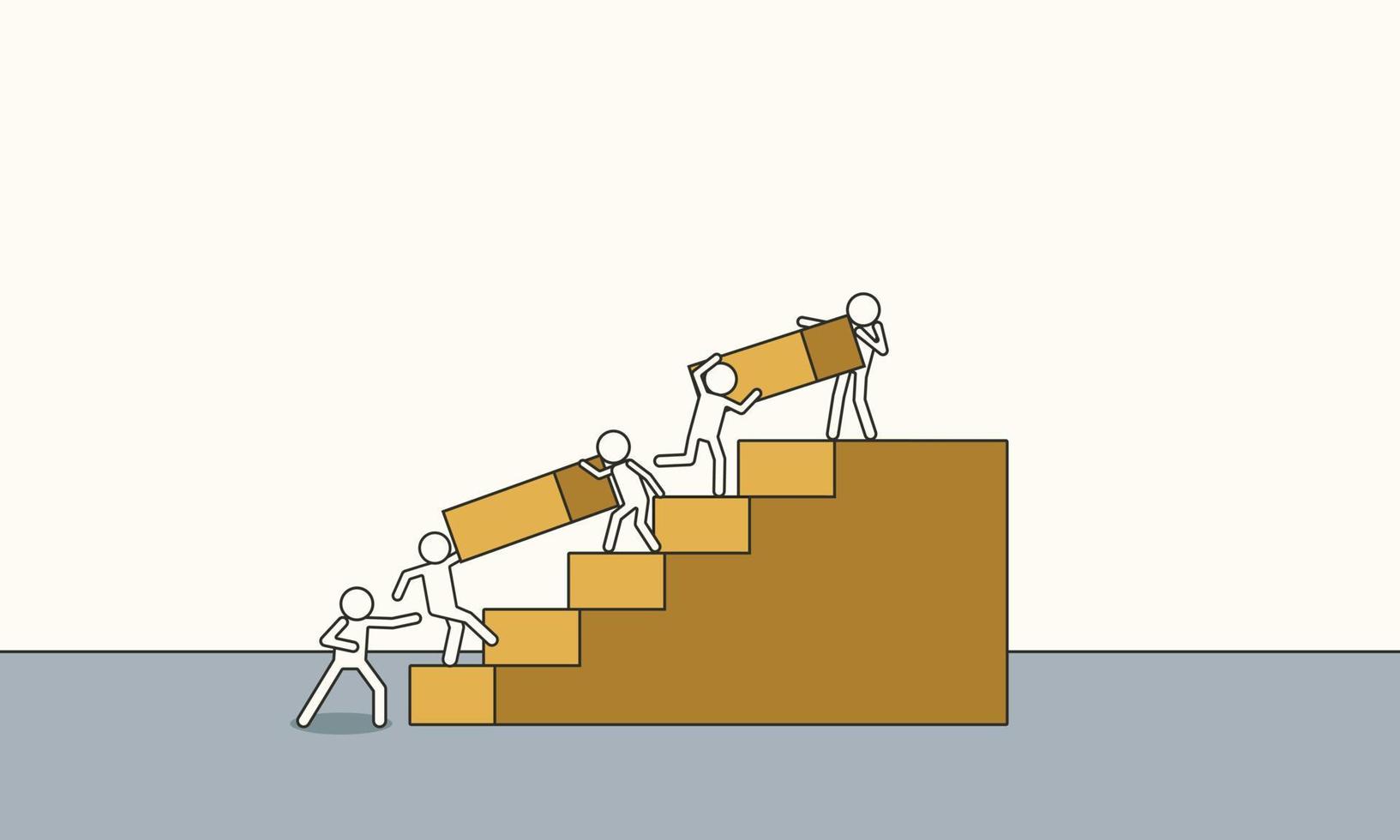 Business growth vector concept illustration. Doodle mission ambition success finance profit. Progress direction leadership background. Teamwork increase upward career challenge. Solution grow