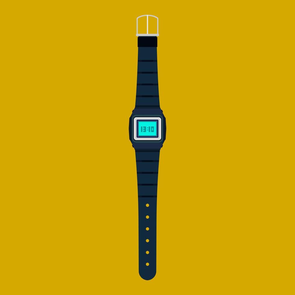 icono de vector de reloj de pulsera aislado. reloj de mano diseño tiempo accesorio moderno. dibujos animados de elemento de dial de negocios plano clásico negro