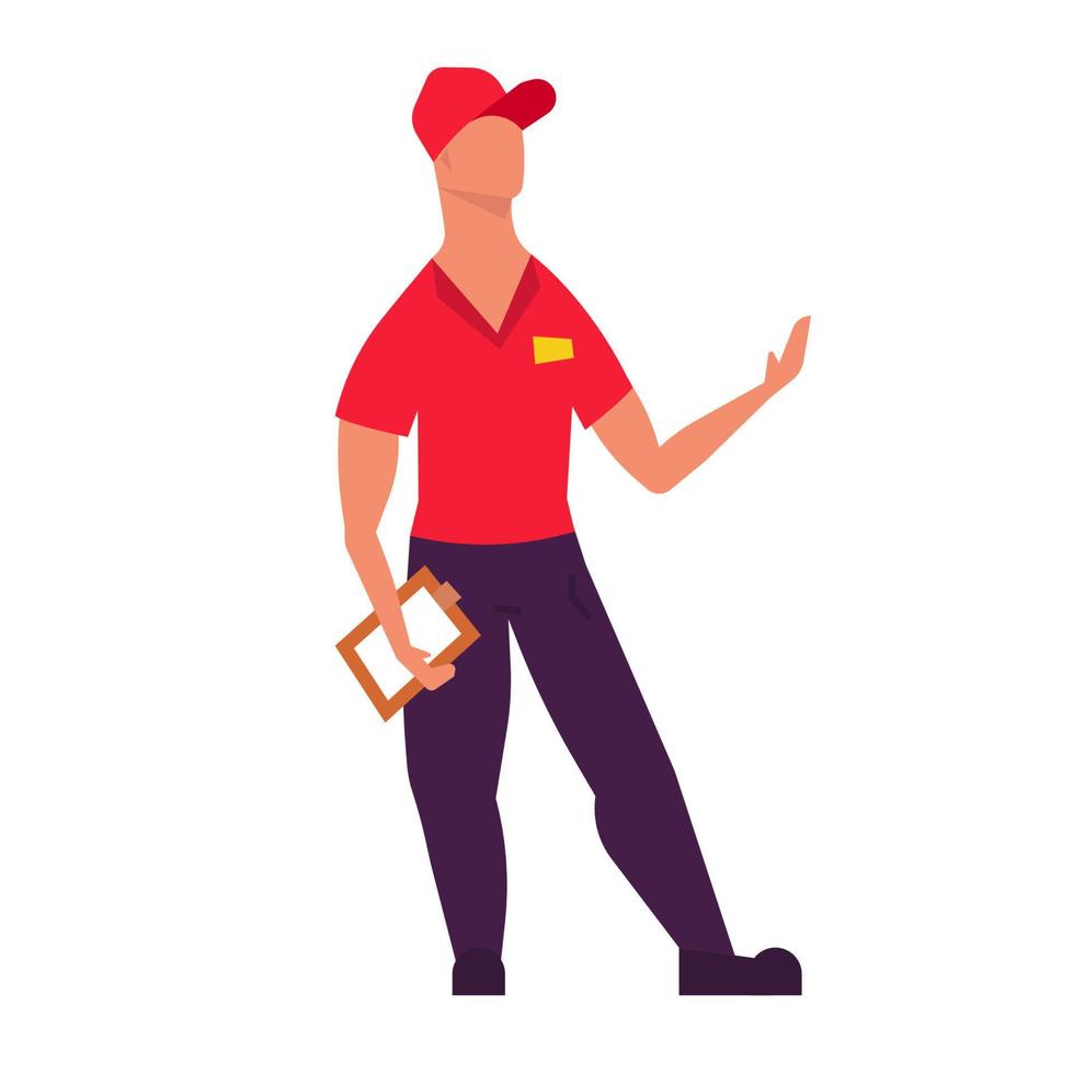 Courier service shipping delivery package. Transportation business and logistic express order. Man shipment and cargo delivering online. Container deliver and distribution mail post. Postal commercial vector