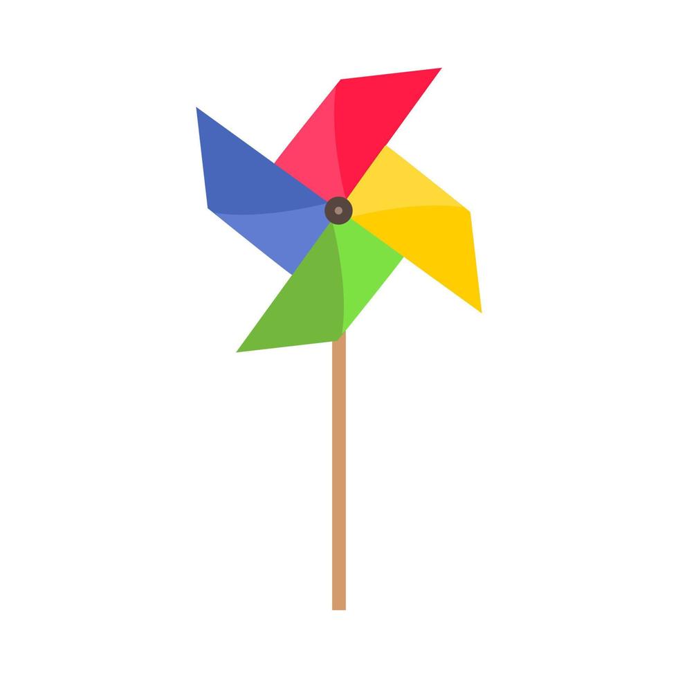 Pinwheel bright childhood happy symbol. Fan vector icon paper wind toy origami. Rainbow wheel illustration color