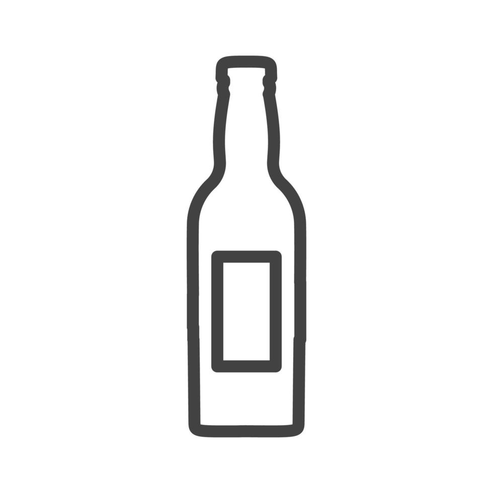 icono de ilustración de vector de bebida de vidrio de botella. símbolo de bebida de recipiente de plástico líquido y objeto de etiqueta de barra de alcohol. signo gráfico de comida refresco o cerveza blanco aislado. contorno producto silueta en blanco pub