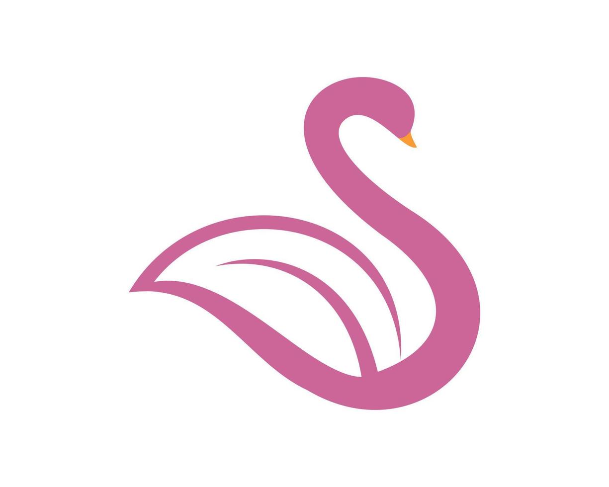 Leaf with pink swan shape vector