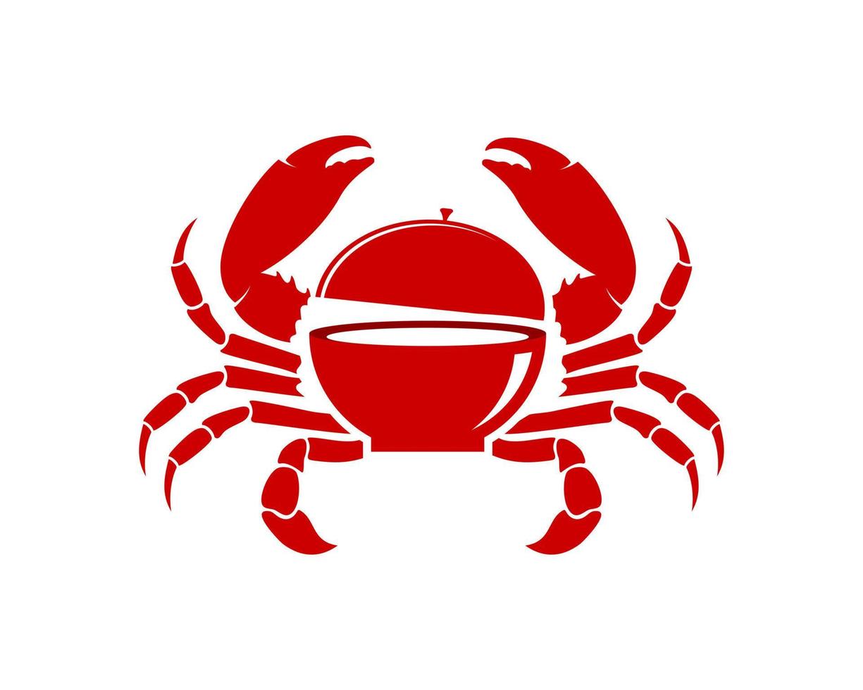 Crab with red bowl inside vector