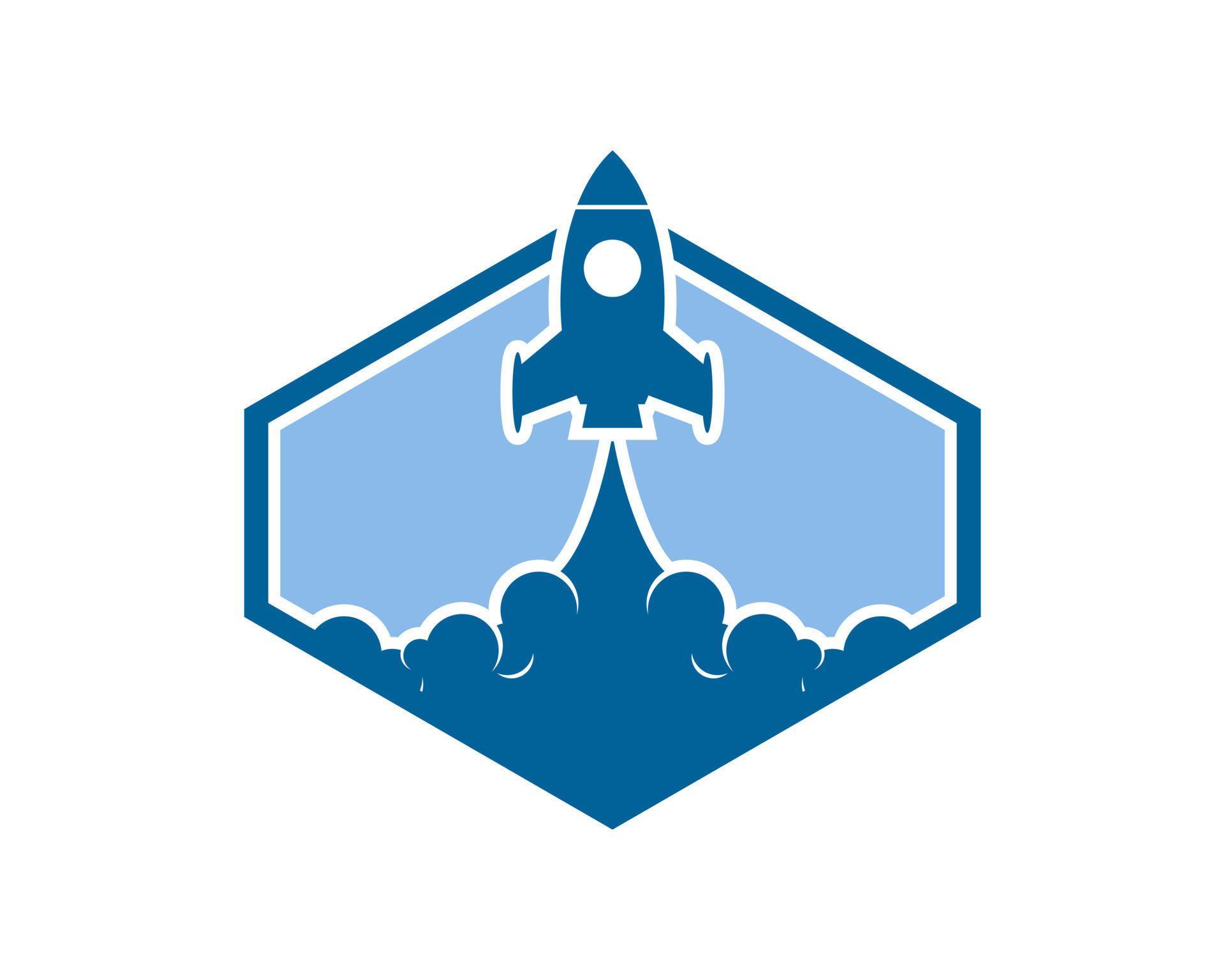 hexagonal shape with rocket gliding inside 10845397 Vector Art at Vecteezy