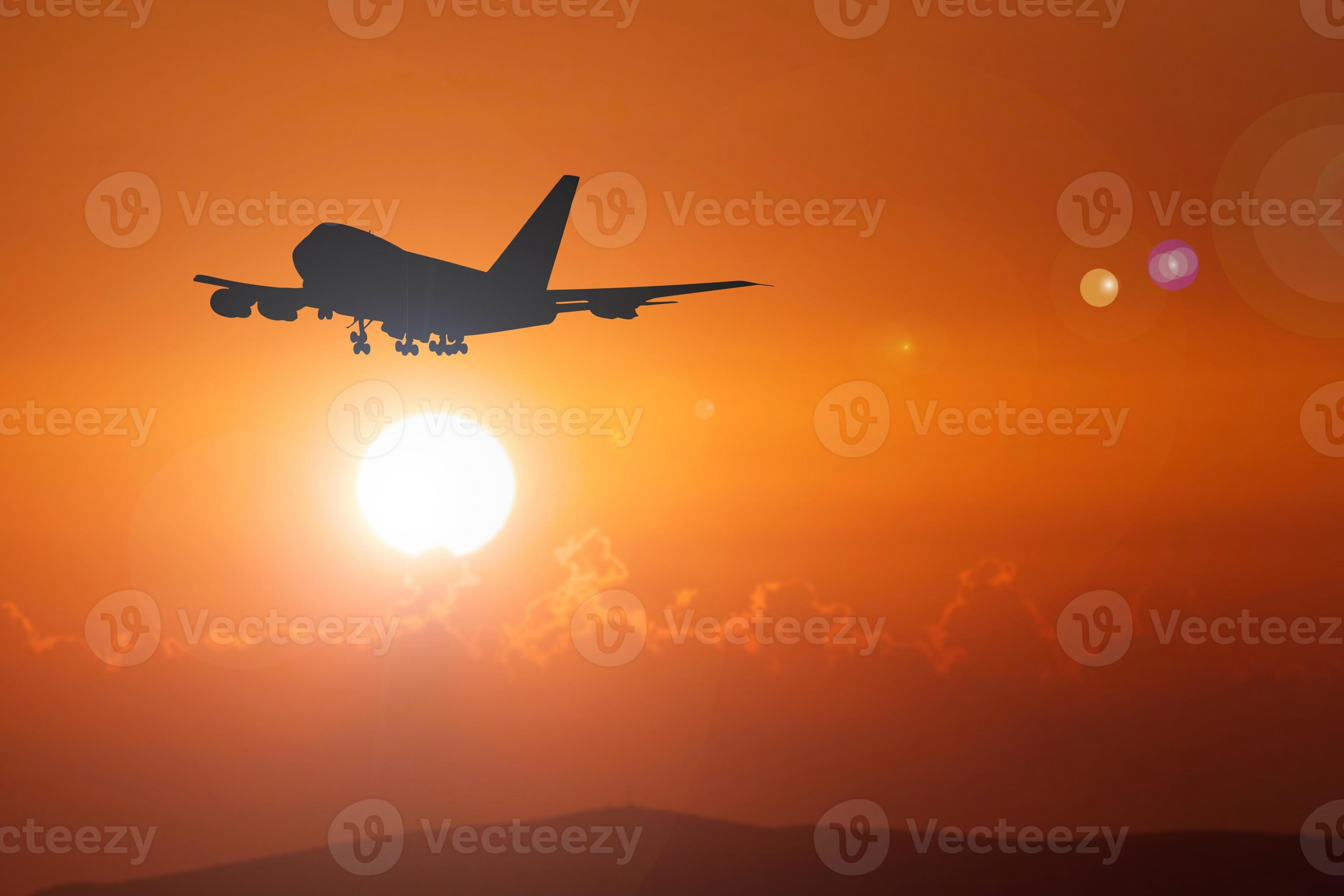 Passenger planes taking off from the airport. transportation and