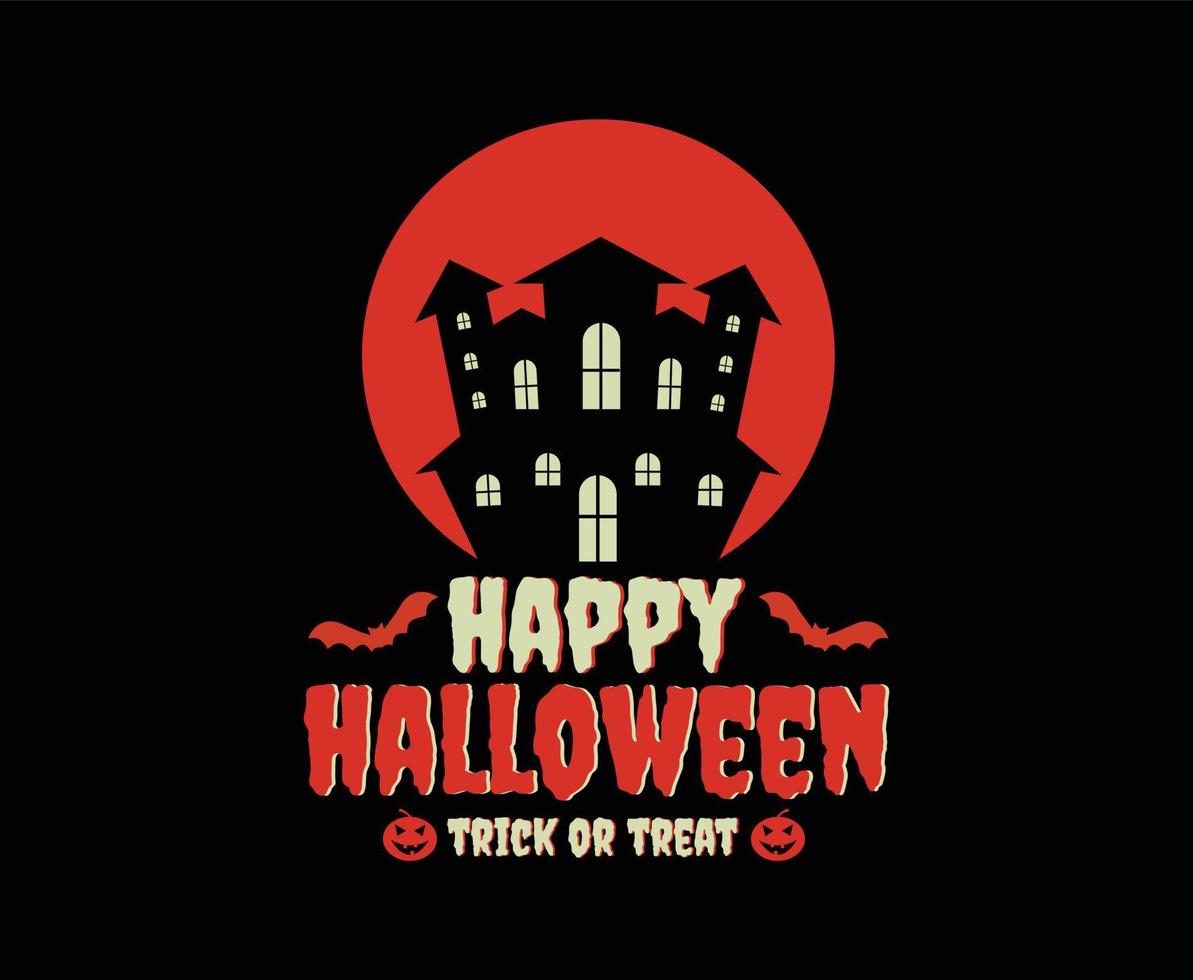 diseño de camiseta de vector de ilustración de castillo de halloween feliz