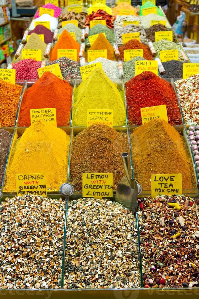 Especias y tés de Spice Bazzar, Estambul foto