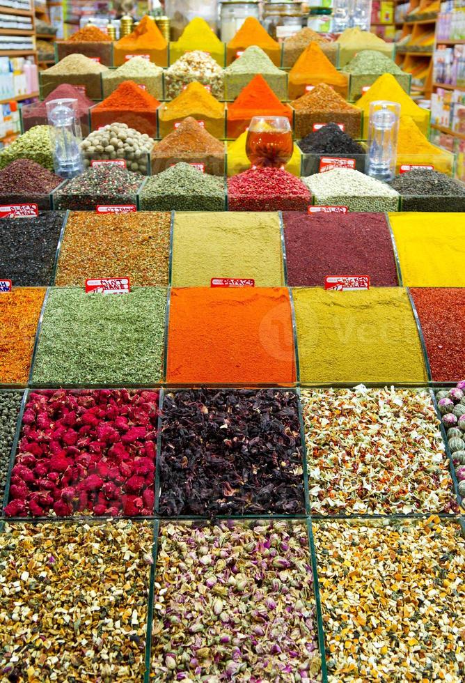 Especias y tés de Spice Bazzar, Estambul foto