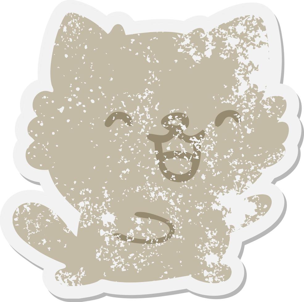 cute little cat grunge sticker vector